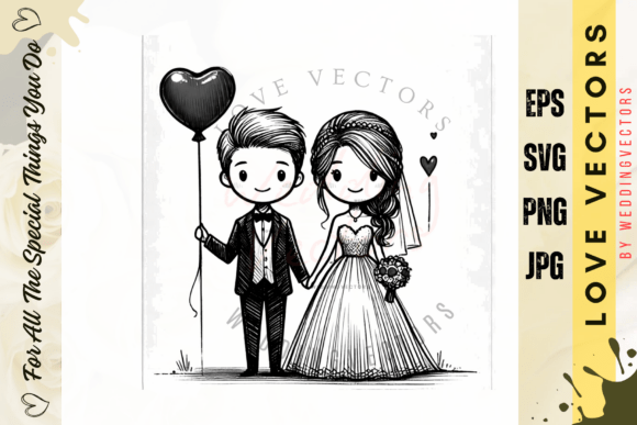 C3624: Crafting Modern Romance with Wedding Couple Vectors