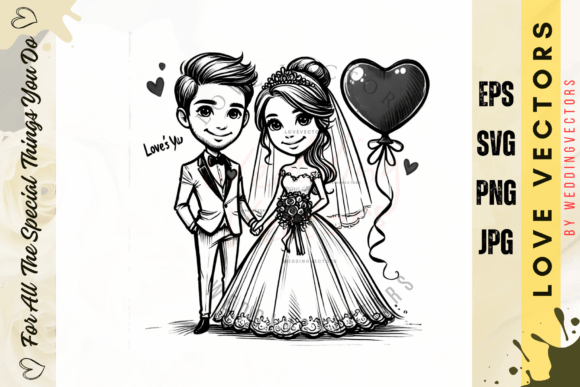 C3679 Graphic Pack: Elegant Wedding Couple Vectors