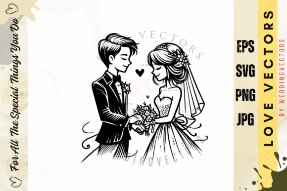 C3802: Elegantly Minimalist Wedding Art & Love Vectors