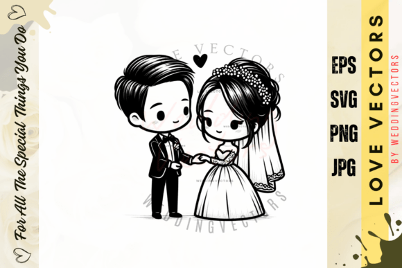 Charming Wedding Couple & Love Vectors: Design Inspiration