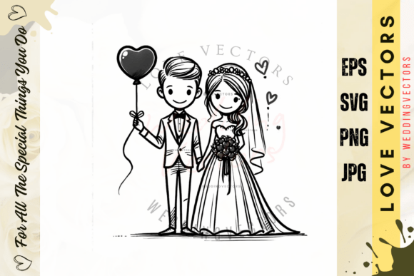 Elegant Romance: Designing with Wedding Couple and Love Vectors - C3793