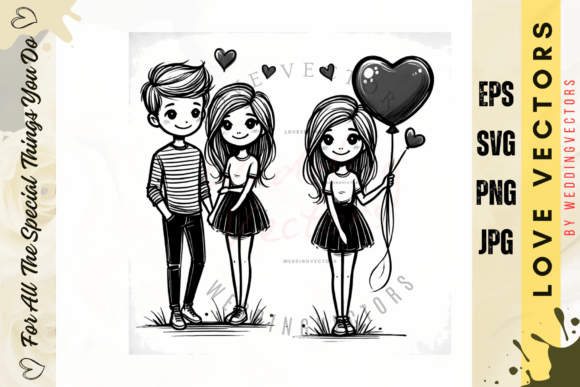 Elegant Wedding Couple and Love Vectors: The C2666 Collection