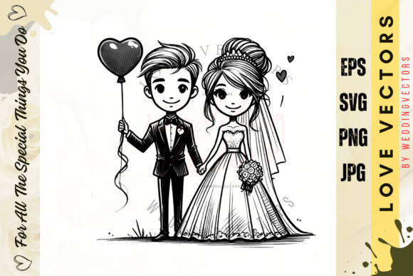 Eternal Love Wedding Couple and Love Vectors - C3749: A Designer's Romance