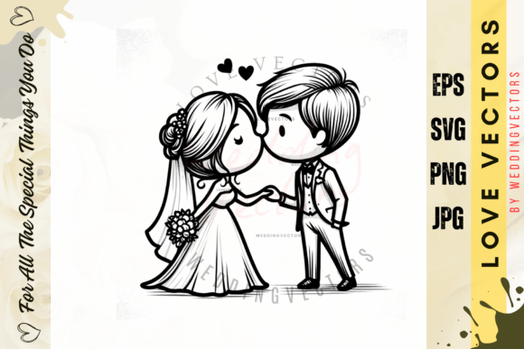 Luxury Romance in Design: The Wedding Couple and Love Vectors