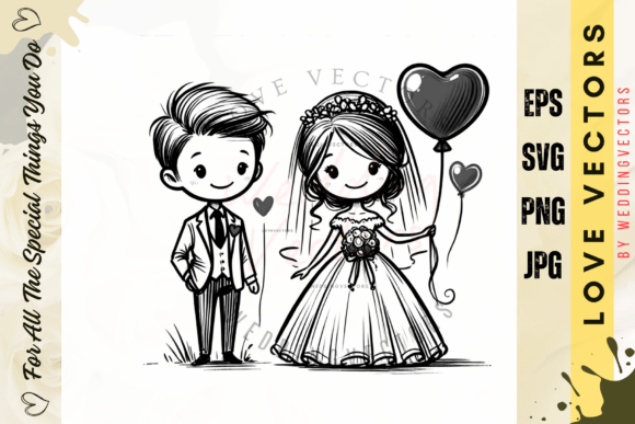 Soft Hues, Strong Impact: Designing with Wedding Couple and Love Vectors - C3737