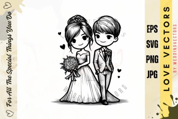 Wedding Couple and Love Vectors - C2629: A Romantic Keepsake Design