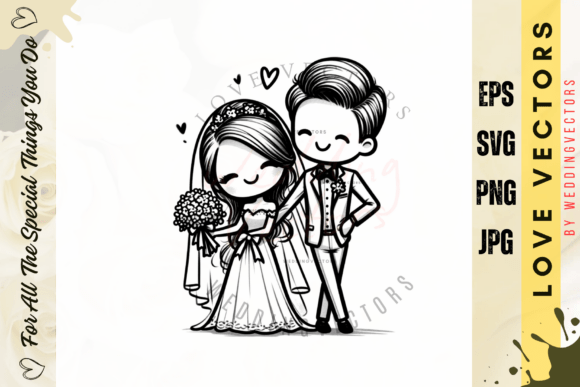Wedding Couple and Love Vectors - C2683: Minimalist Romance in Design
