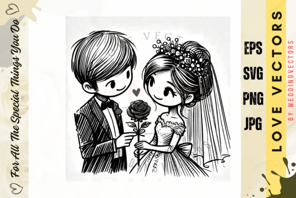Wedding Couple and Love Vectors - C374: Designing with Romance