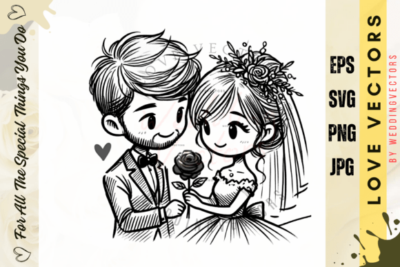 Wedding Couple and Love Vectors - C376: Minimalist Romance for Modern Design