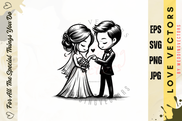 Wedding Couple and Love Vectors - C3798: Capturing Romance in Design