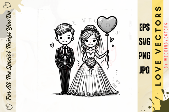 Wedding Couple and Love Vectors: The C3229 Collection